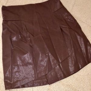 Shiny leather like brown skirt